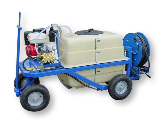 Afbeeldingen van Spuitwagen 400T - Honda + WS102 21 l/min~100bar - Veerhaspel Draaibaar